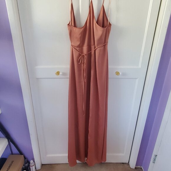 Women's Size Medium Pink / Mauve Satin Wrap Maxi Dress By Cotton Candy LA - Picture 4 of 7